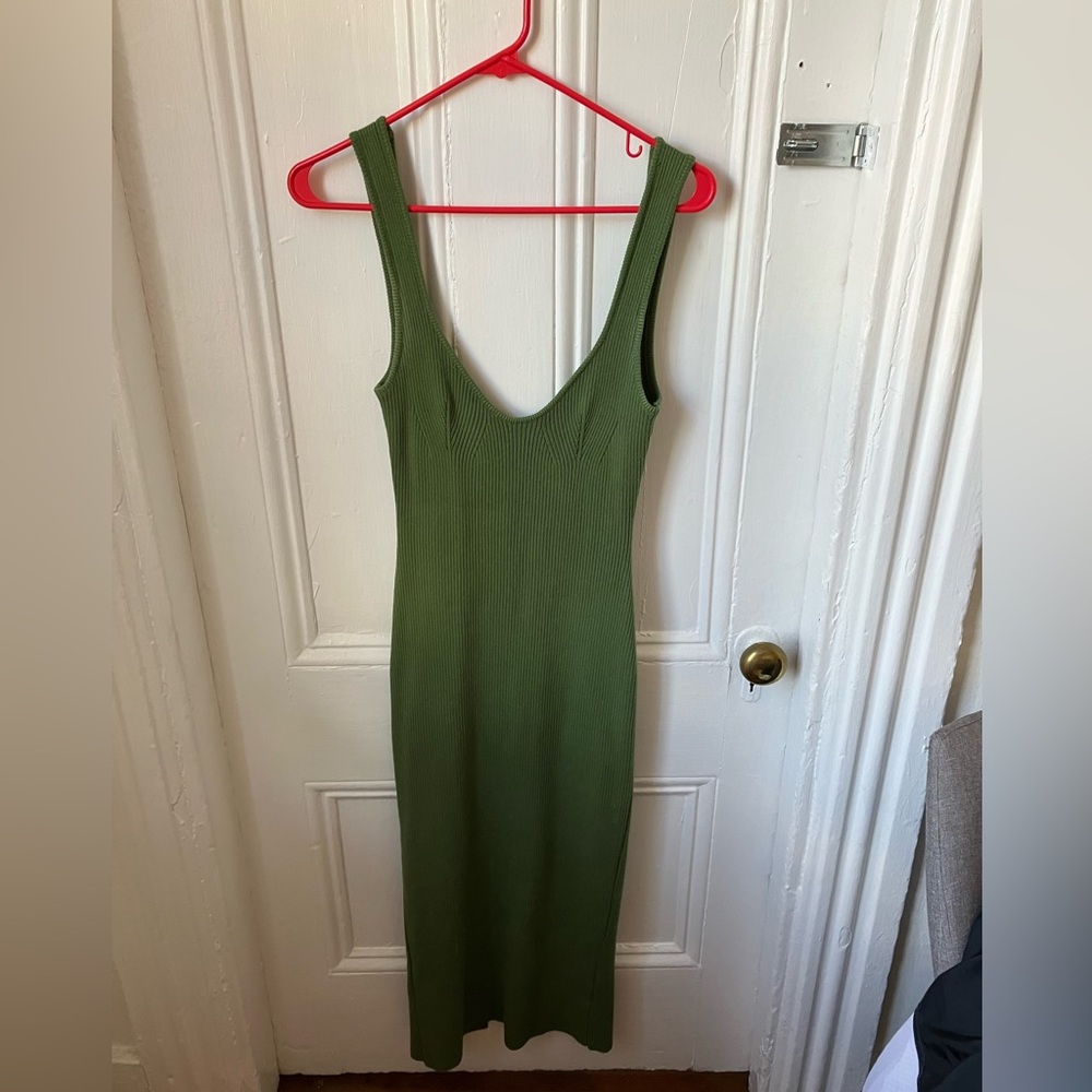 green knit bodycon midi dress size large